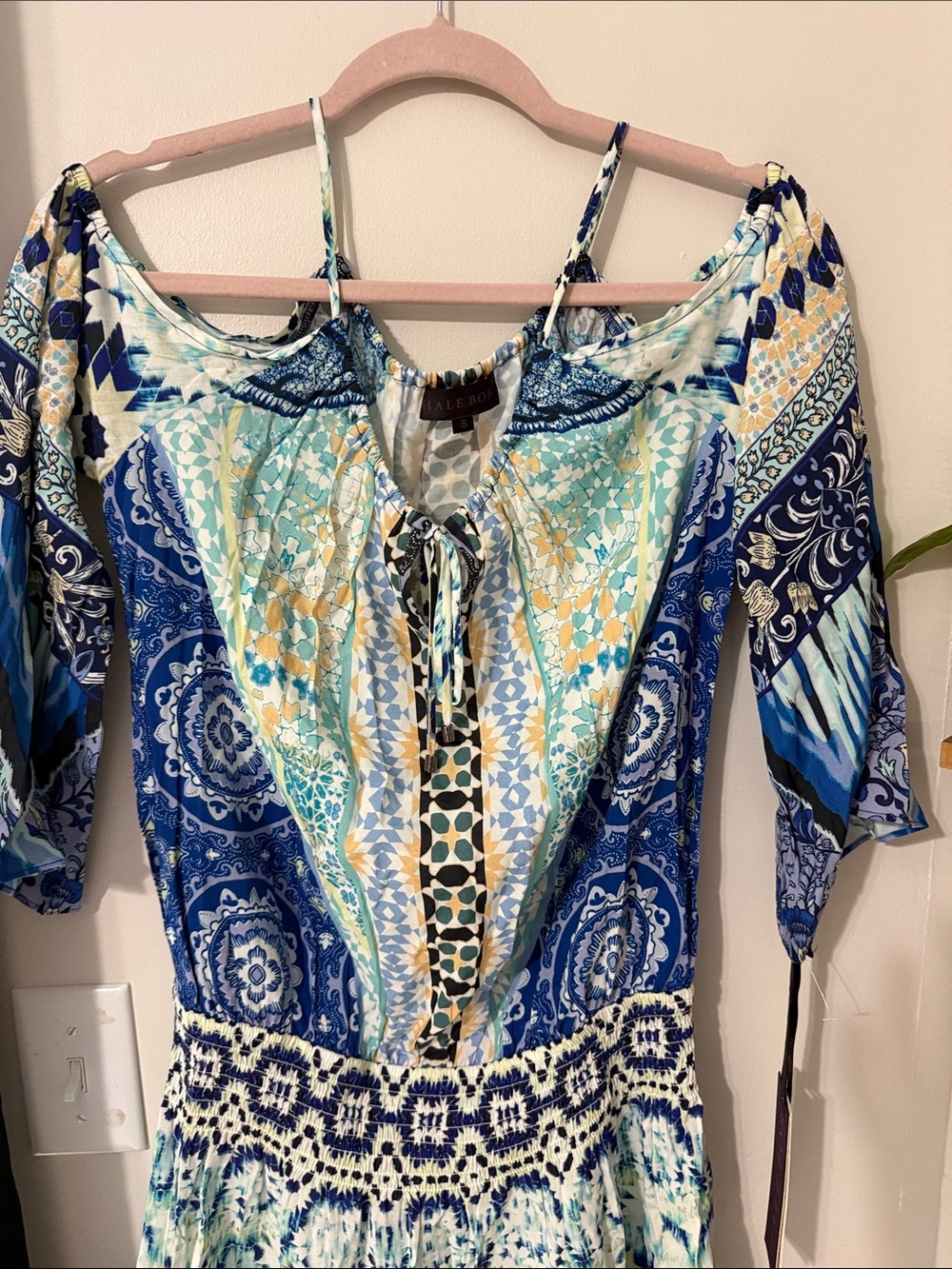Hale Bob Blue and Teal Mosaic Off-Shoulder Tunic - Picture 6 of 11
